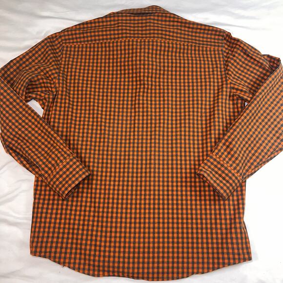 UNTUCKit Shirt Mens Size XL Blue Orange Gingham Button Long Sleeve Preppy Casual - Picture 8 of 11